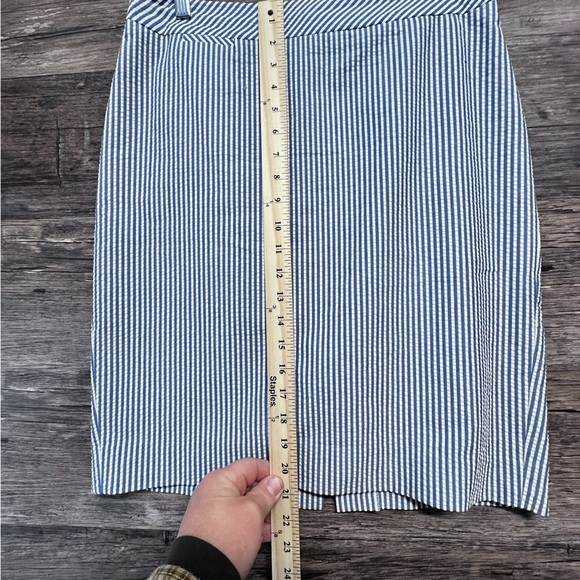 J. Crew White and Blue Mini Ribbed Pencil Skirt Womens 6 - Picture 3 of 8